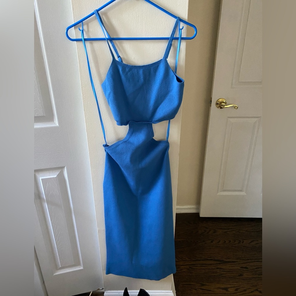 Blue Cut-Out Sweater Dress, New with Tags!